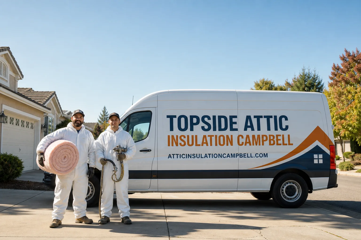 Topside Attic Insulation Campbell insulation service vehicle and crew in Campbell, CA
